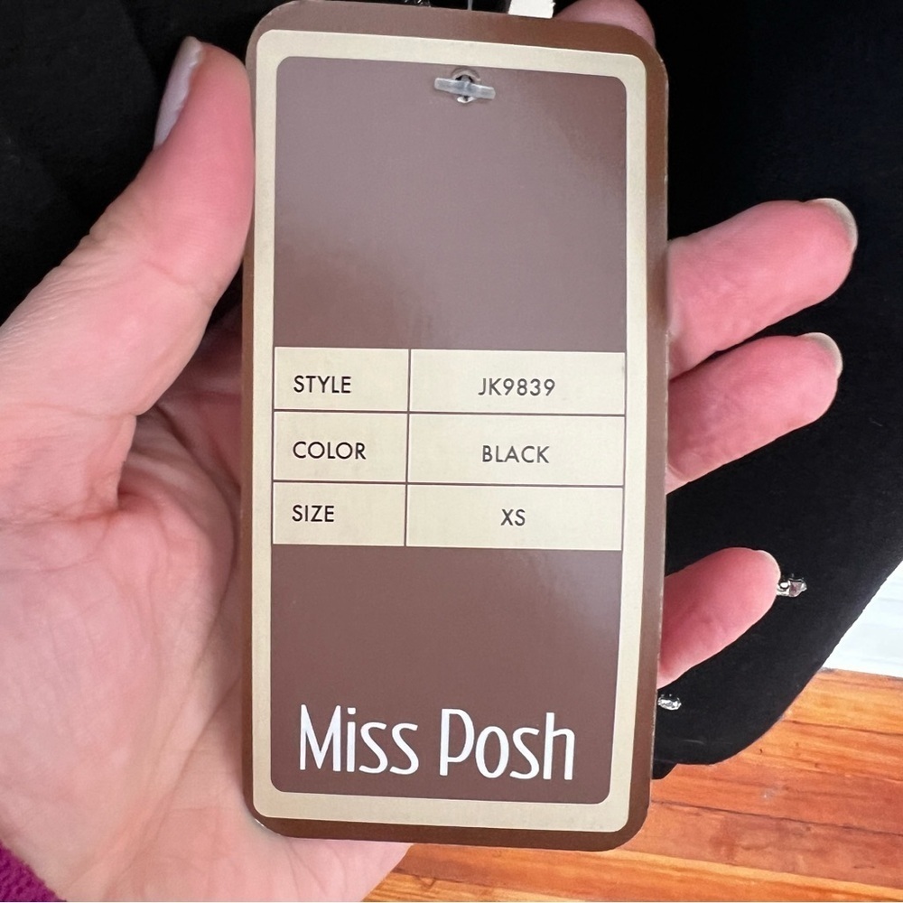 Miss Posh Black Bomber Jacket with Sparkling Crystal Embellishments - NWT - XS - Picture 4 of 10